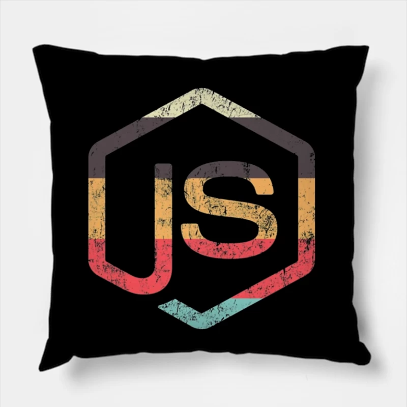 Vintage JavaScript Hexagonal Logo Design Throw Pillow