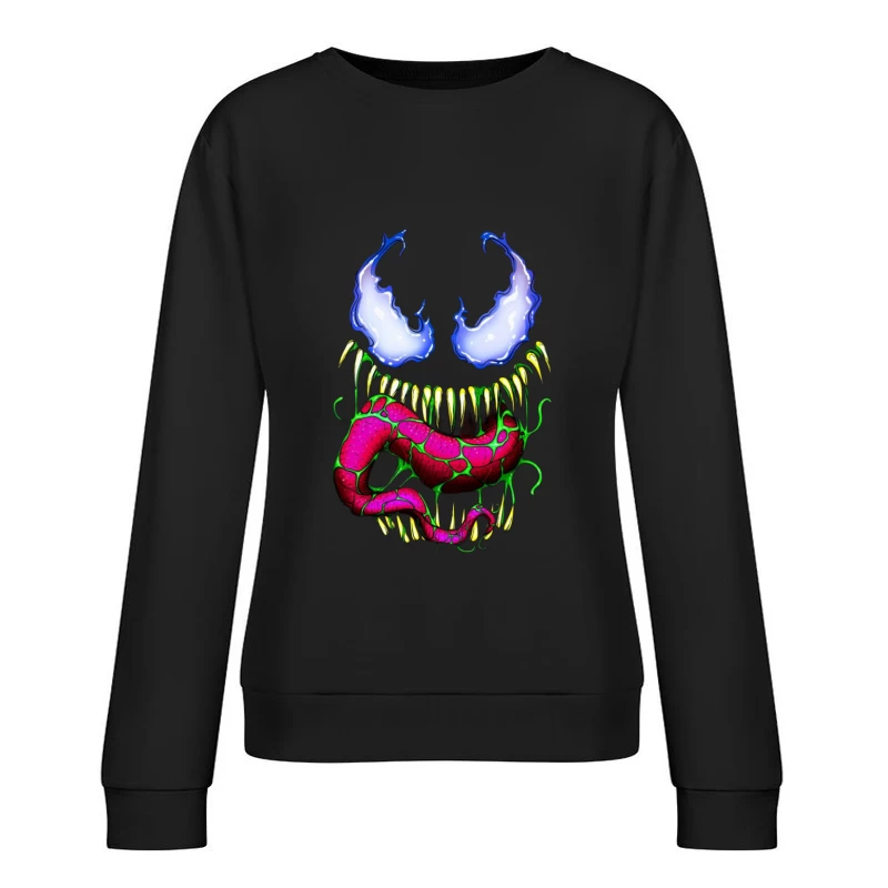 Vibrant Comic Monster Art Female Pullover Sweatshirt