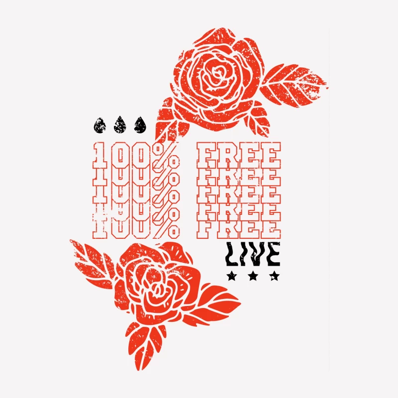 Design floral avec texte '100% Free' Femme T-Shirt