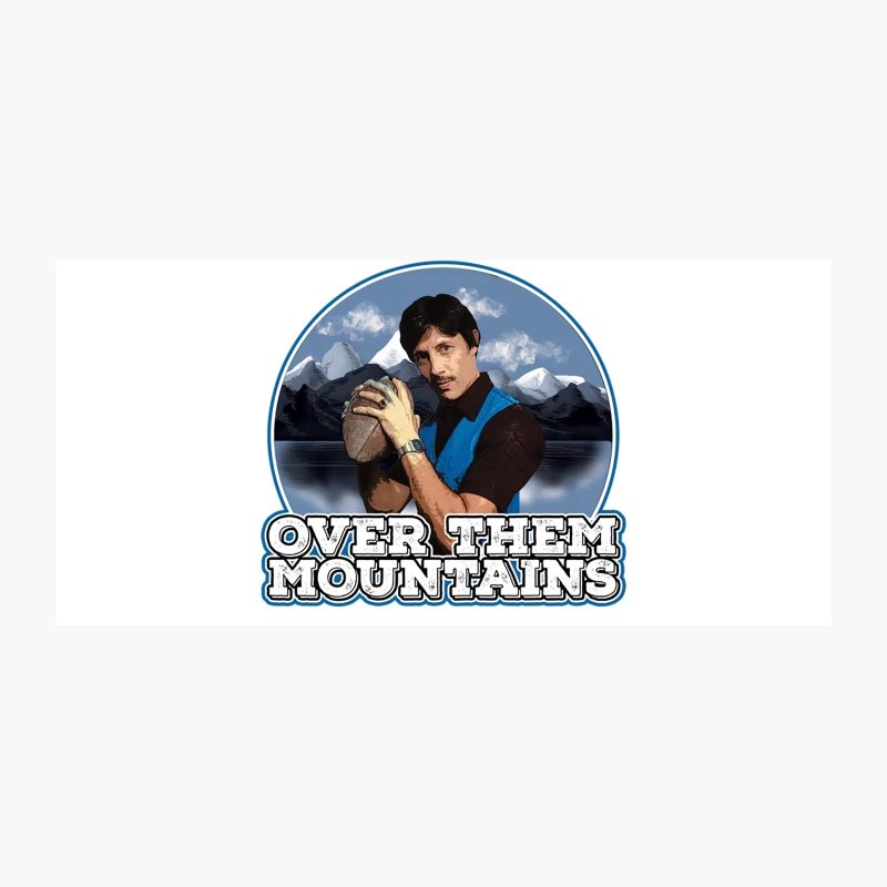 Retro Football Player Over Mountain Landscape Coffee Mug