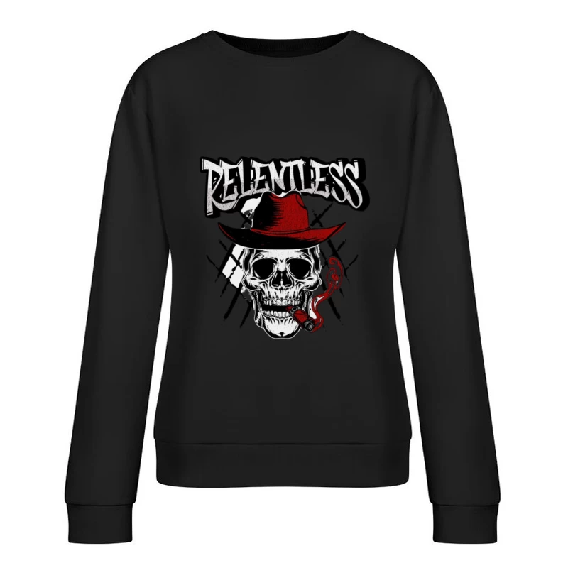 Relentless Schädel mit Hut und Zigarre Damen Pullover Sweatshirt