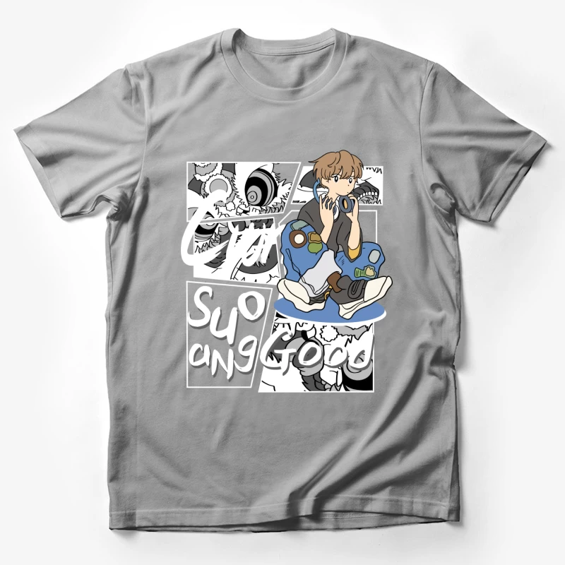 Fantasievolle Kunst mit Kopfhörern Herren T-Shirt