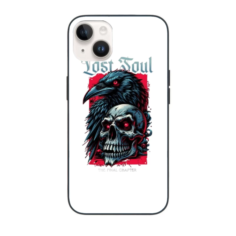 Lost Soul: Gothic Raven and Skull Dark Fantasy Illustration iPhone Case