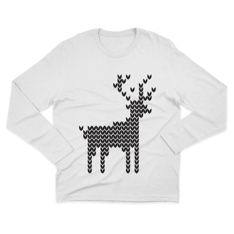 Motif de Élan Tricoté Homme Manches Longues T-Shirt