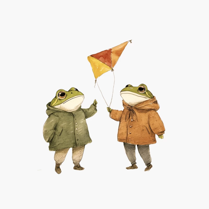 Whimsical Frog Friends Flying a Kite Cotton Tote Bag