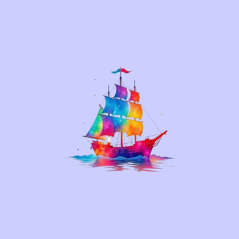 Colorful Sailing Ship Desk Mat
