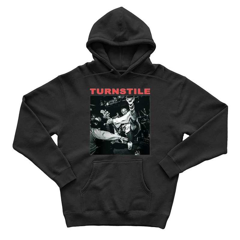 Energetic Black and White Hardcore Punk Concert Action Shot Male Pullover Hoodie