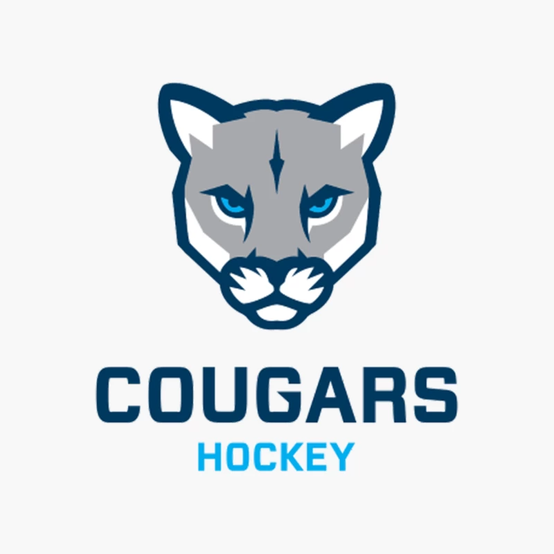 Cougars Hockey Team Logo with Blue and Gray Cougar Head Design Cotton Tote Bag