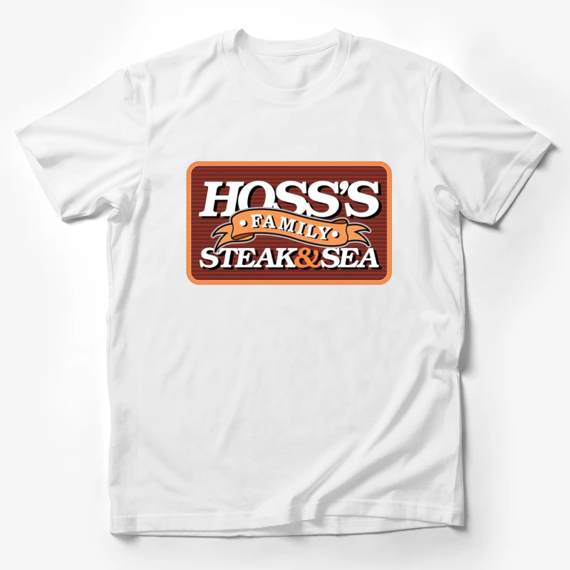 Hoss's Family Steak & Sea Restaurant Vintage Logo Design Male T-Shirt