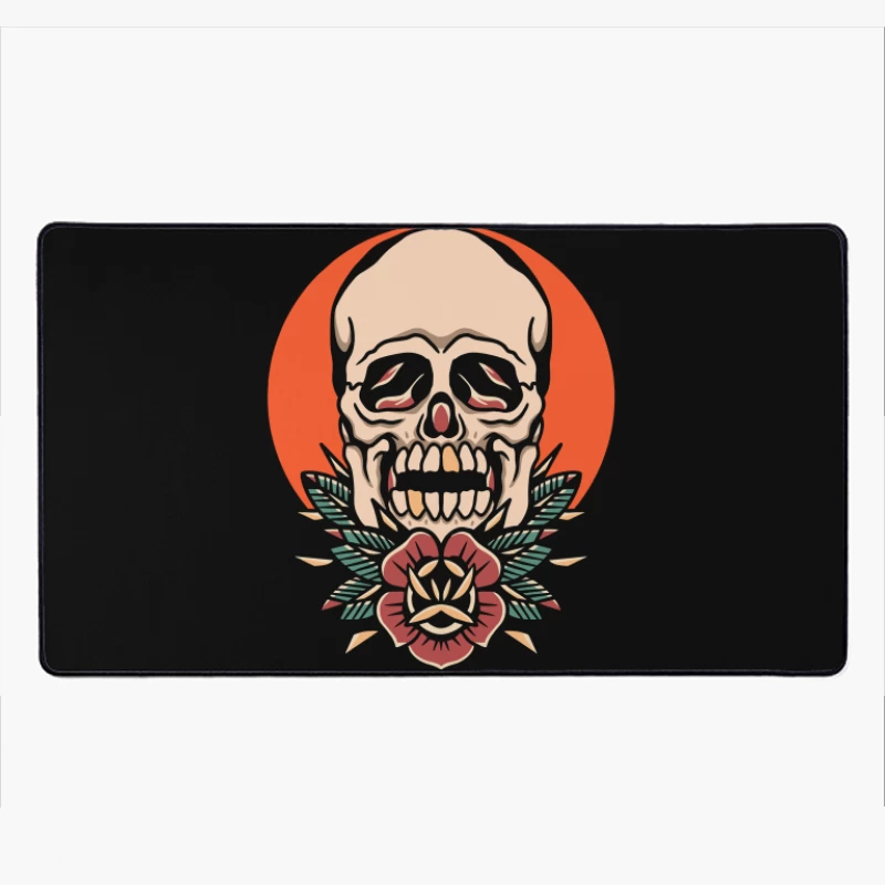 Skull with Floral Design Desk Mat