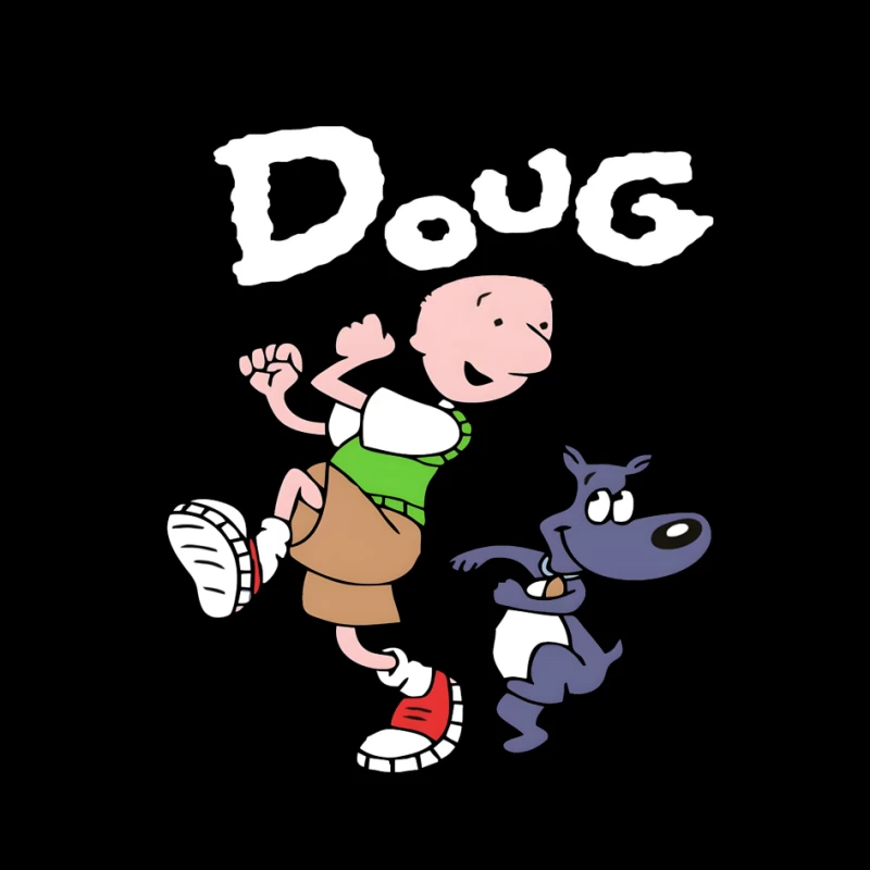 Cartoon Character Running with Dog Pin