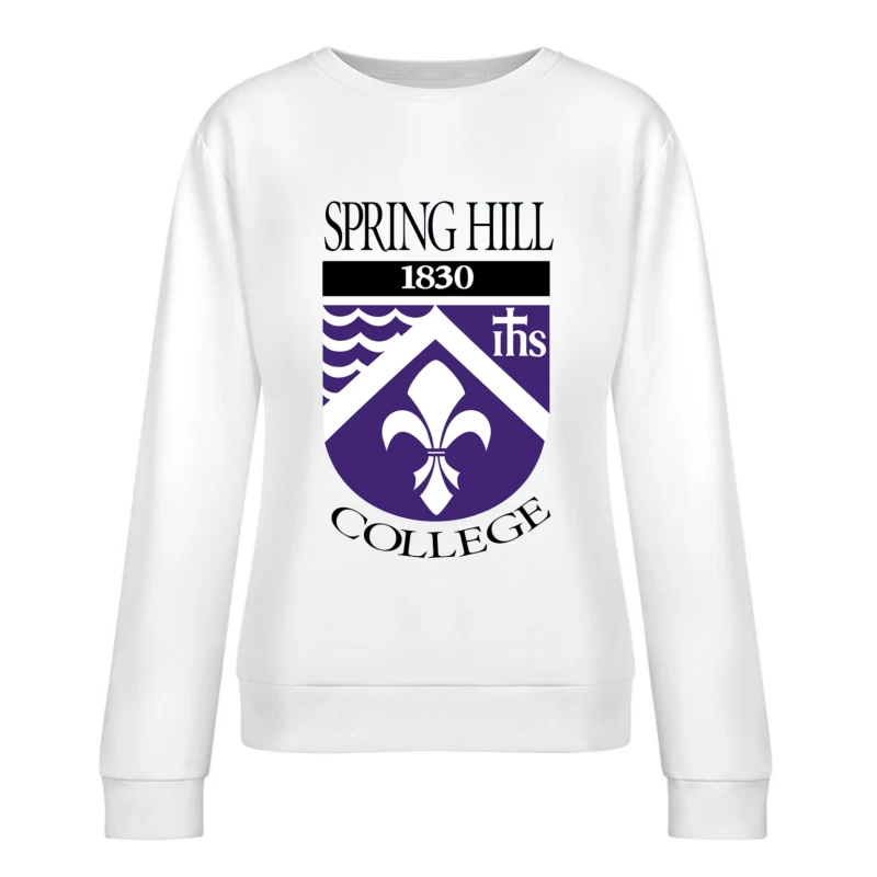 Spring Hill College Historic Shield Logo with Religious Symbolism (Est. 1830) Female Pullover Sweatshirt