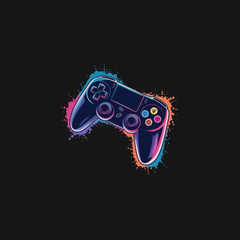Vibrant Neon Game Controller Digital Art Mouse Pad