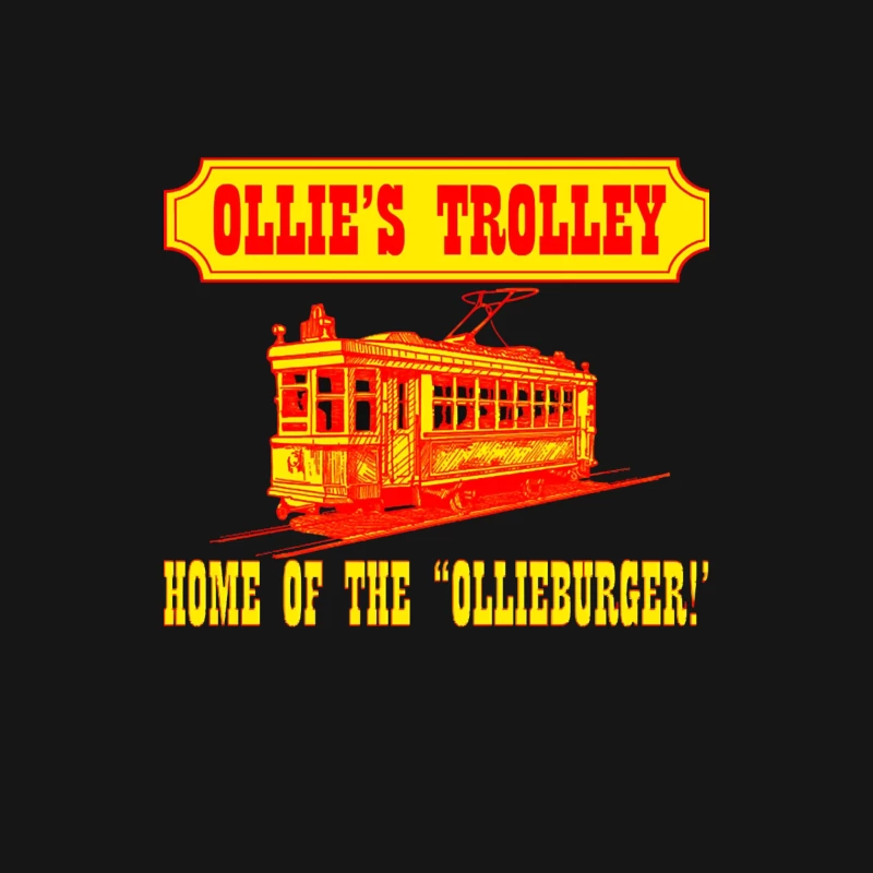 Vintage Ollie's Trolley Restaurant Logo with Classic Streetcar Design Male Long Sleeve T-Shirt