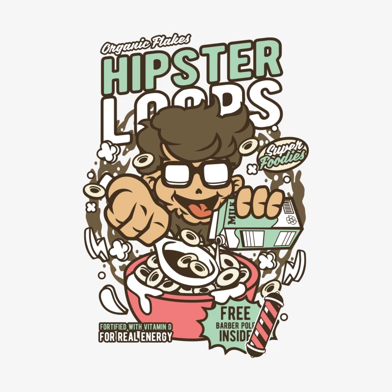 Céréales Hipster Loops amusantes Homme Manches Longues T-Shirt