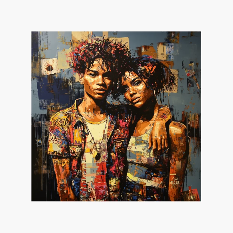Vibrant Urban Portrait: Textured Modern Painting Cotton Tote Bag