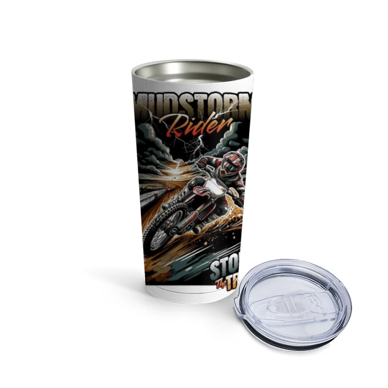 Mudstorm Rider: Extreme Off-Road Motorcycle Racing Through the Storm Travel Mug