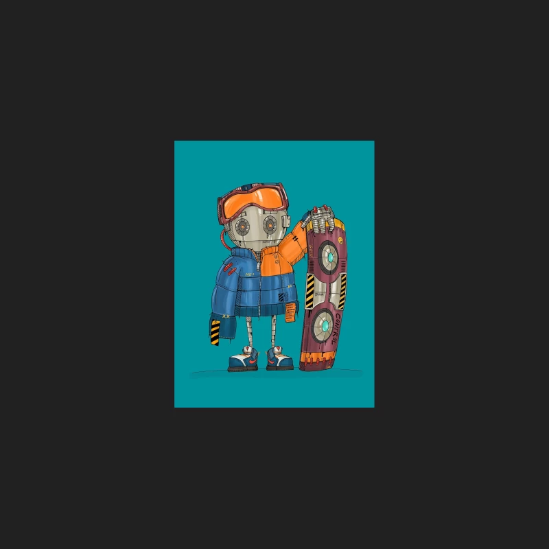 Cute Robot Skater with Futuristic Board Bucket Hat