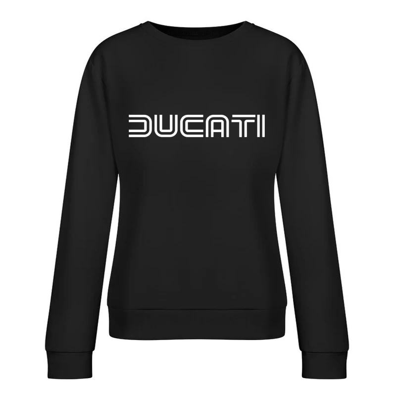 Minimalist Ducati Logo Design in White Female Pullover Sweatshirt