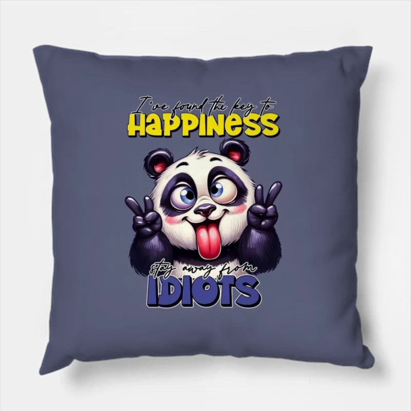 Panda Humor: The Key to Happiness Throw Pillow