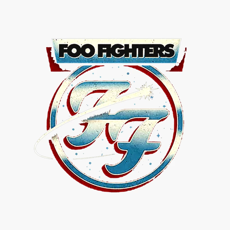 Foo Fighters Classic Circular Band Logo in Red and Blue Cotton Tote Bag