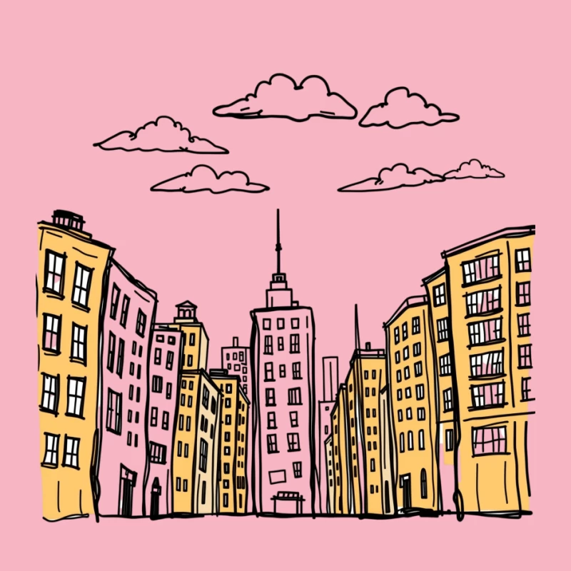 Cityscape Illustration Pin