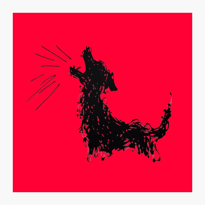 Minimalist Sketch of Barking Dog in Black and White Pin