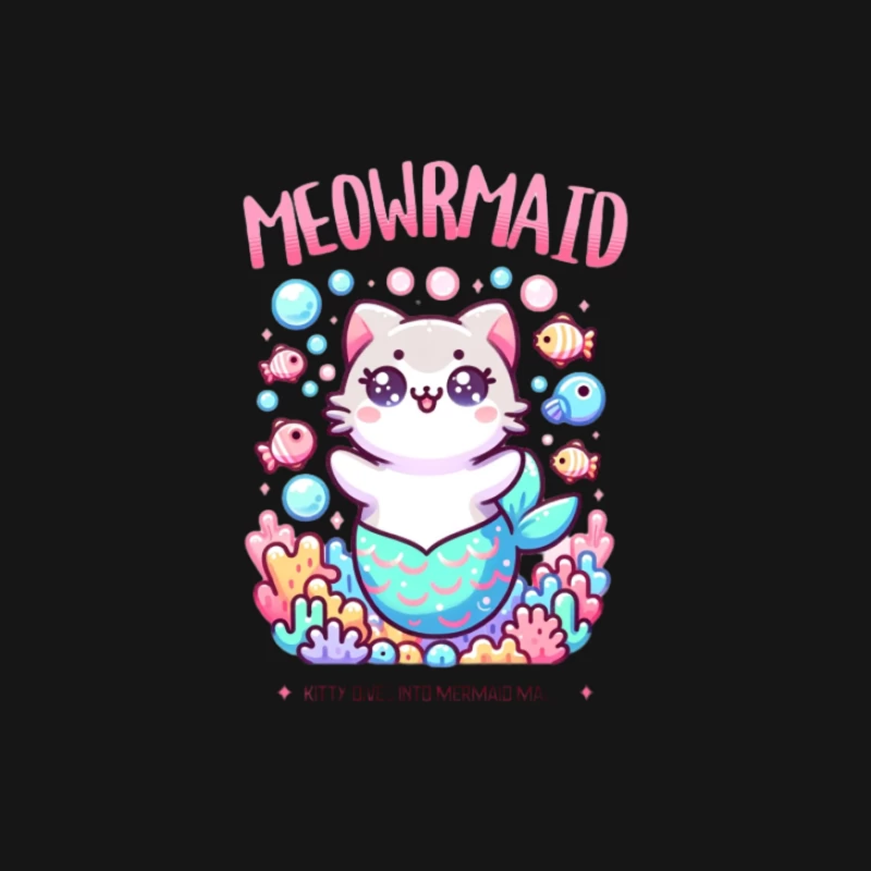 Kawaii Meowrmaid Katze Illustration Herren Langarm T-Shirt