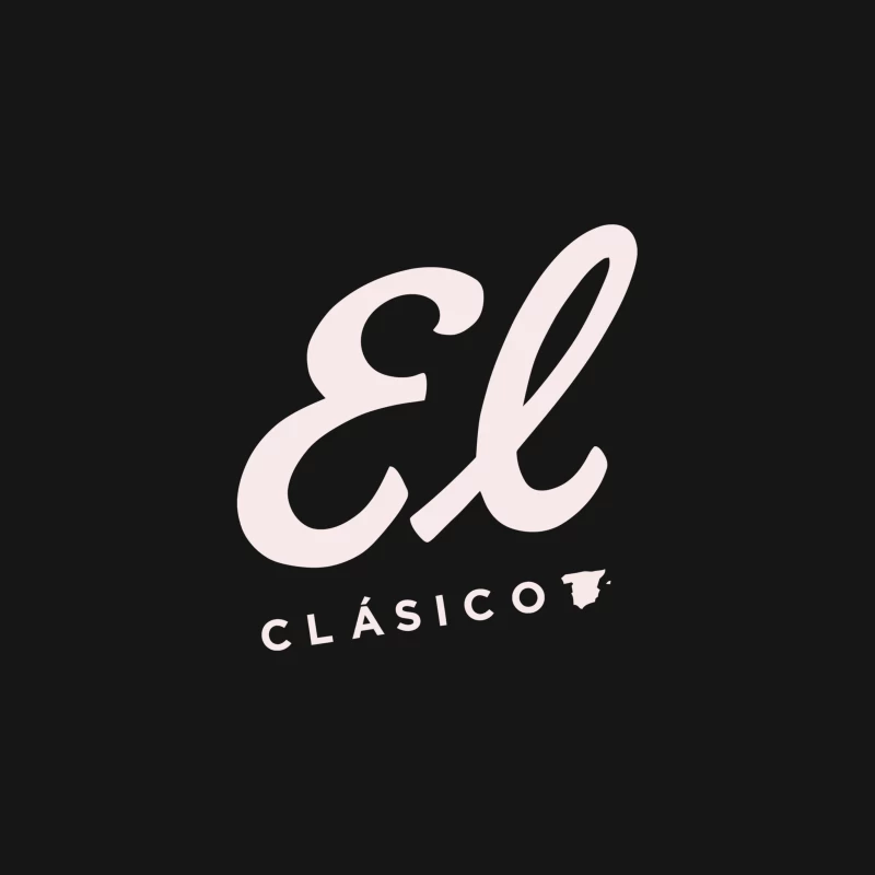 Pink Cursive El Clasico Logo: Minimalist Branding Text Desk Mat