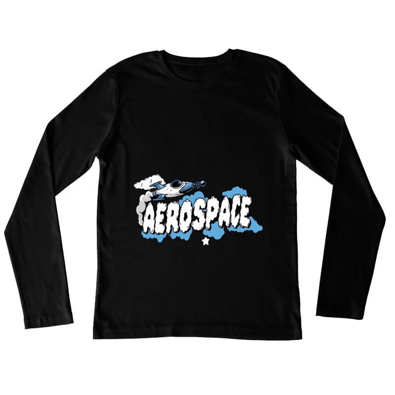 Retro Weltraumdesign mit Raumschiff Damen Langarm T-Shirt