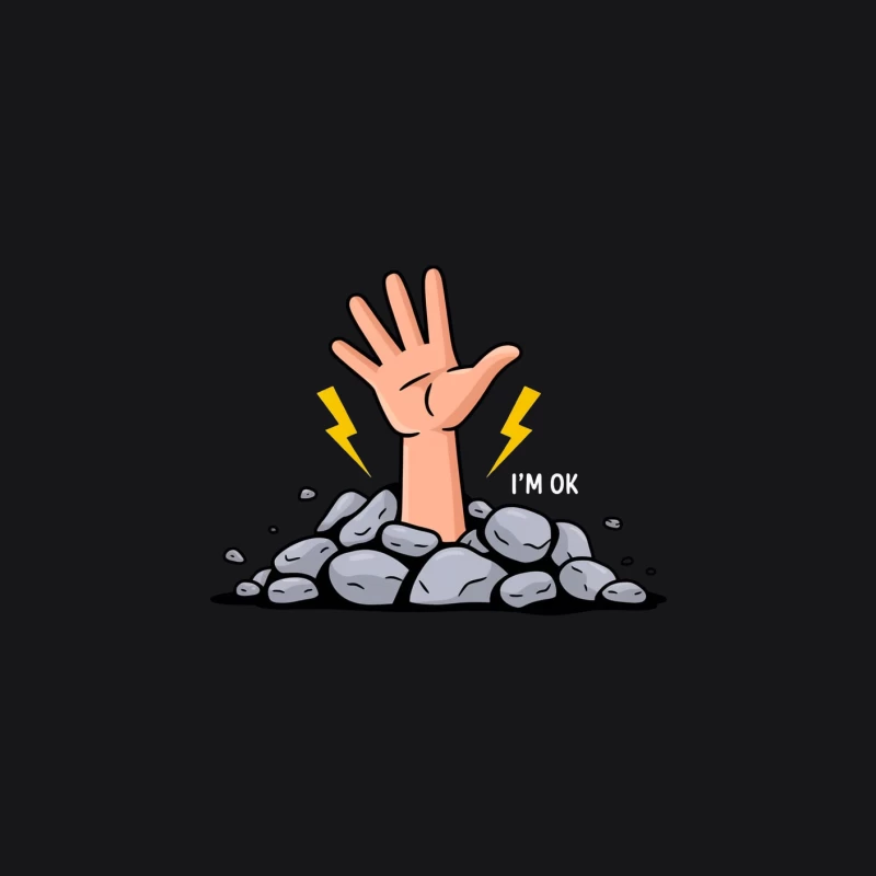 Cartoon Hand Struggling to Emerge from Rocks with Lightning Female Pullover Hoodie