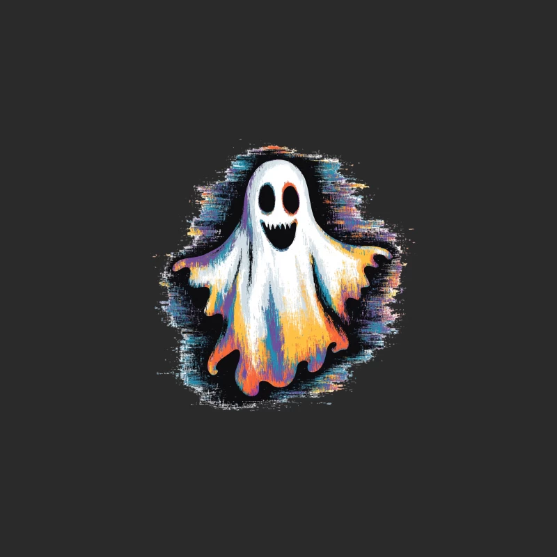 Colorful Spooky Ghost Halloween Illustration Baseball Cap