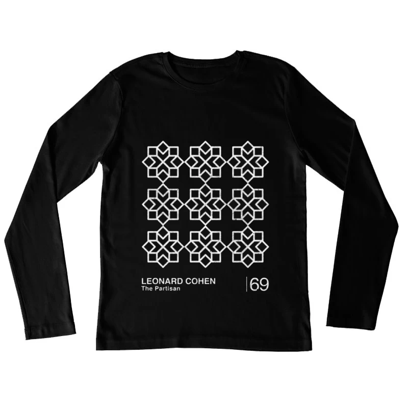 Leonard Cohen's "The Partisan" Minimalist Album Cover with Geometric Star Pattern Female Long Sleeve T-Shirt