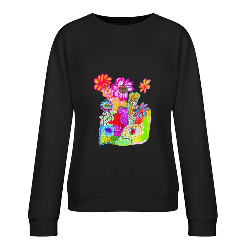 Bunte Blumenkollage Damen Pullover Sweatshirt