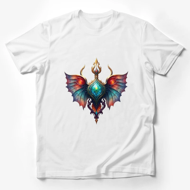 Mystical Dragon Wing Pendant with Turquoise Crystal Male T-Shirt