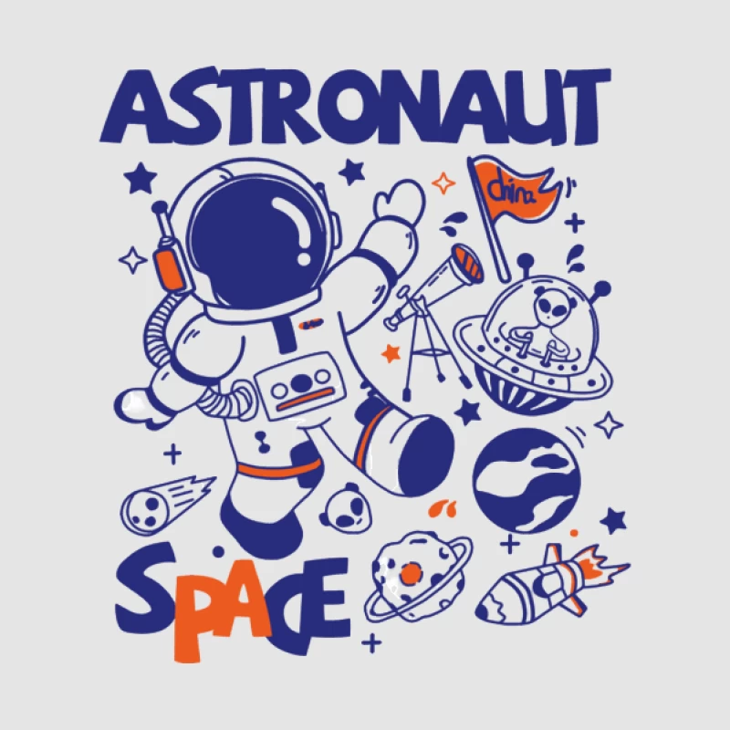 Astronaut im Weltraum mit Rakete und Planeten Herren Pullover Hoodie
