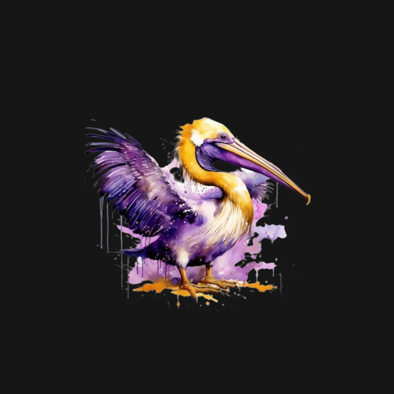 Colorful Watercolor Illustration of a Pelican Male Long Sleeve T-Shirt