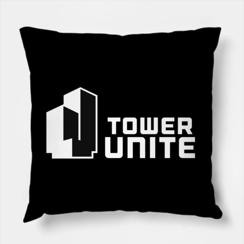 Minimalist Tower Unite Logo Design in Black and White Throw Pillow