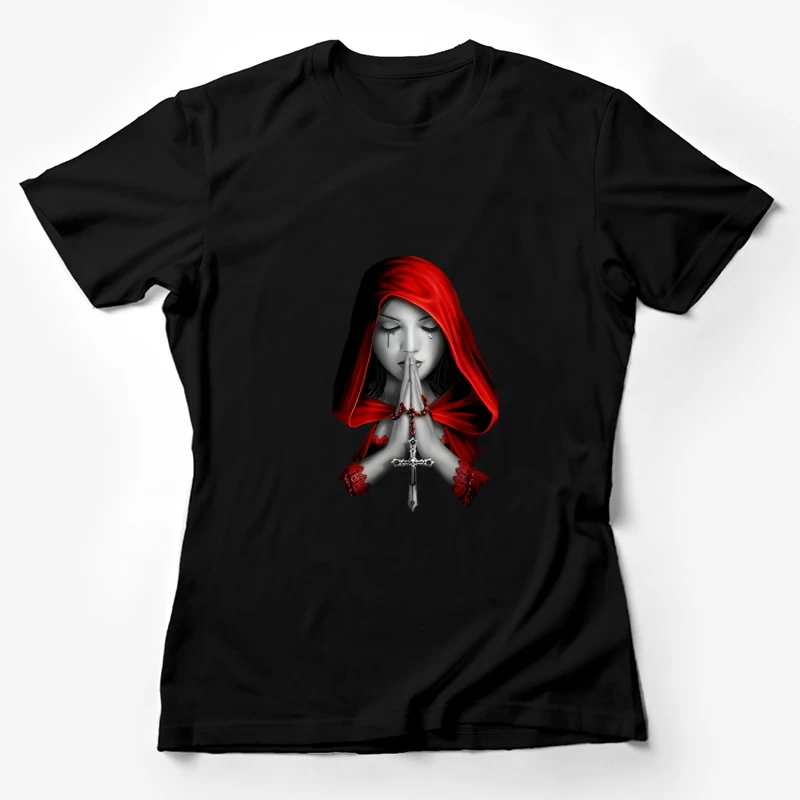 Gebet einer Frau mit rotem Umhang Damen T-Shirt