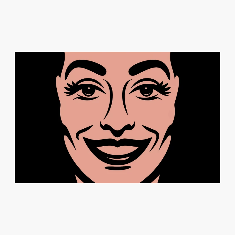 Minimalist Illustrated Portrait with Smiling Face Travel Mug