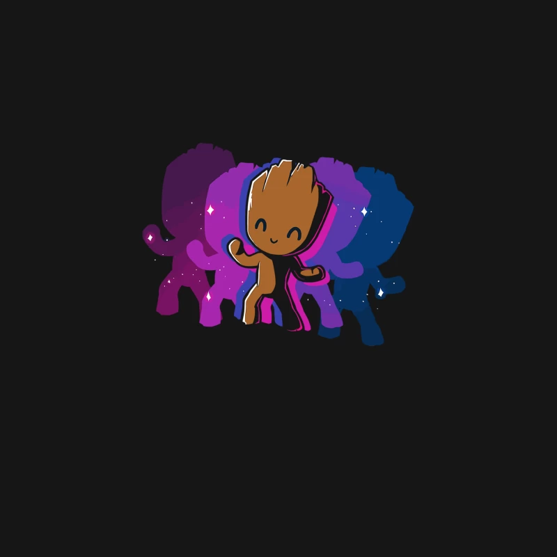 Cute Cartoon Groot from Guardians of the Galaxy in Colorful Space Desk Mat