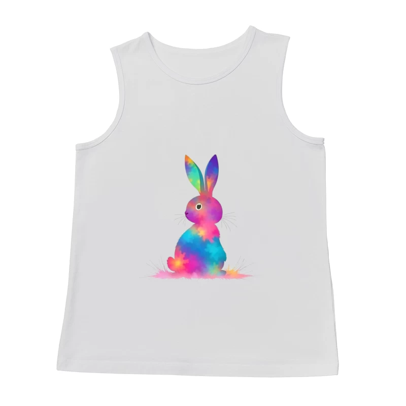 Whimsical Rainbow Watercolor Bunny Illustration Male Tank Top