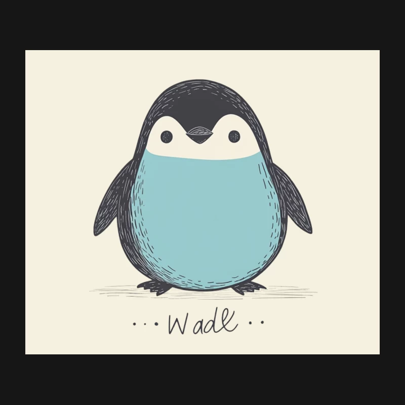 Adorable Waddling Penguin Cartoon Illustration Mouse Pad