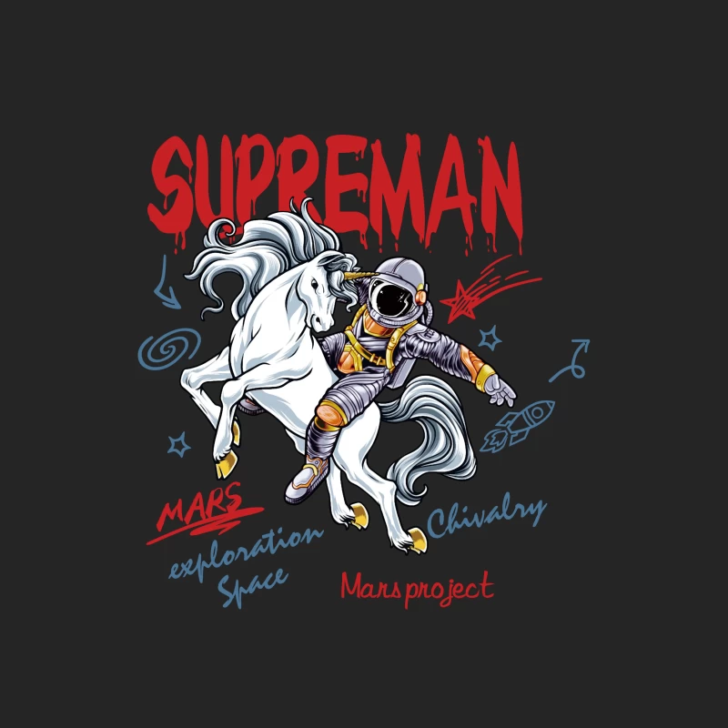 Ritterlicher Astronaut auf weißen Pferd im Weltraum Herren Pullover Sweatshirt