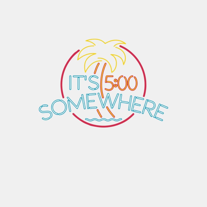 Neon Sign It_s 5 O_Clock Somewhere Male Tank Top