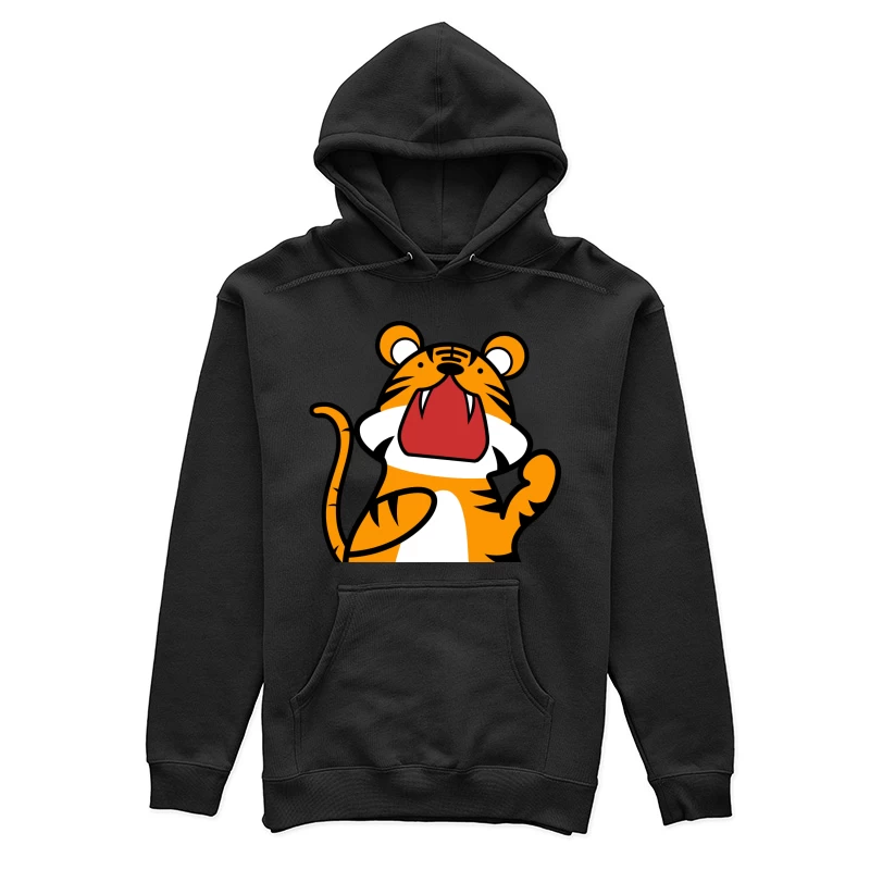 Fröhlicher Tiger-Maskottchen-Design Damen Pullover Hoodie