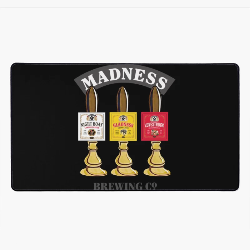 Madness Brewing Company Beer Tap Handles with Classic Labels Desk Mat