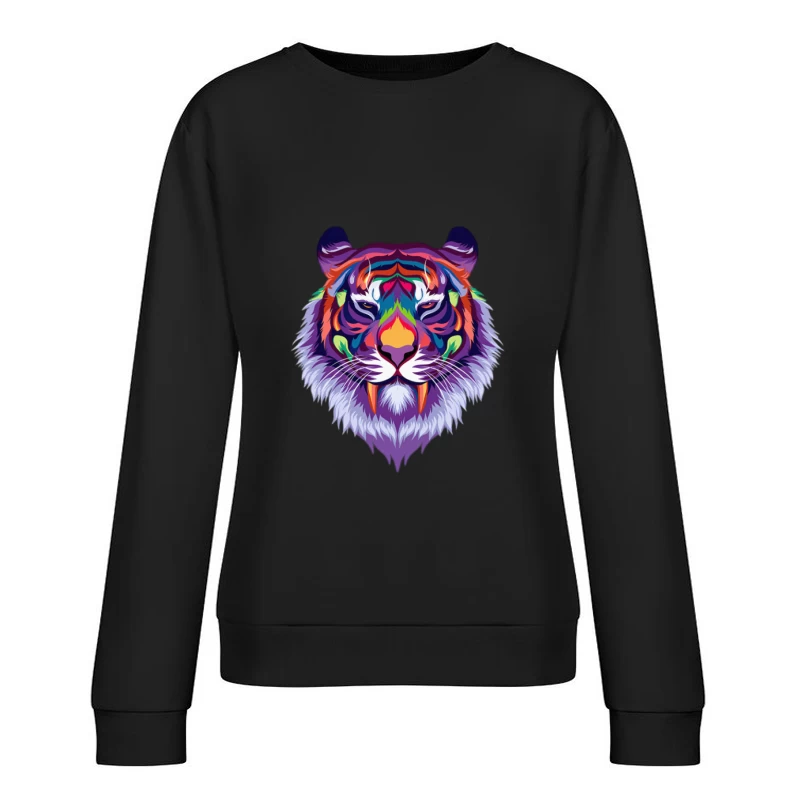 Buntes Tiger Porträt Kunst Damen Pullover Sweatshirt