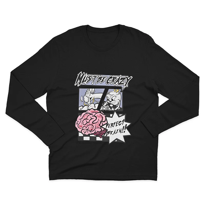 Perfektes Gehirn Comic-Stil Illustration Herren Langarm T-Shirt