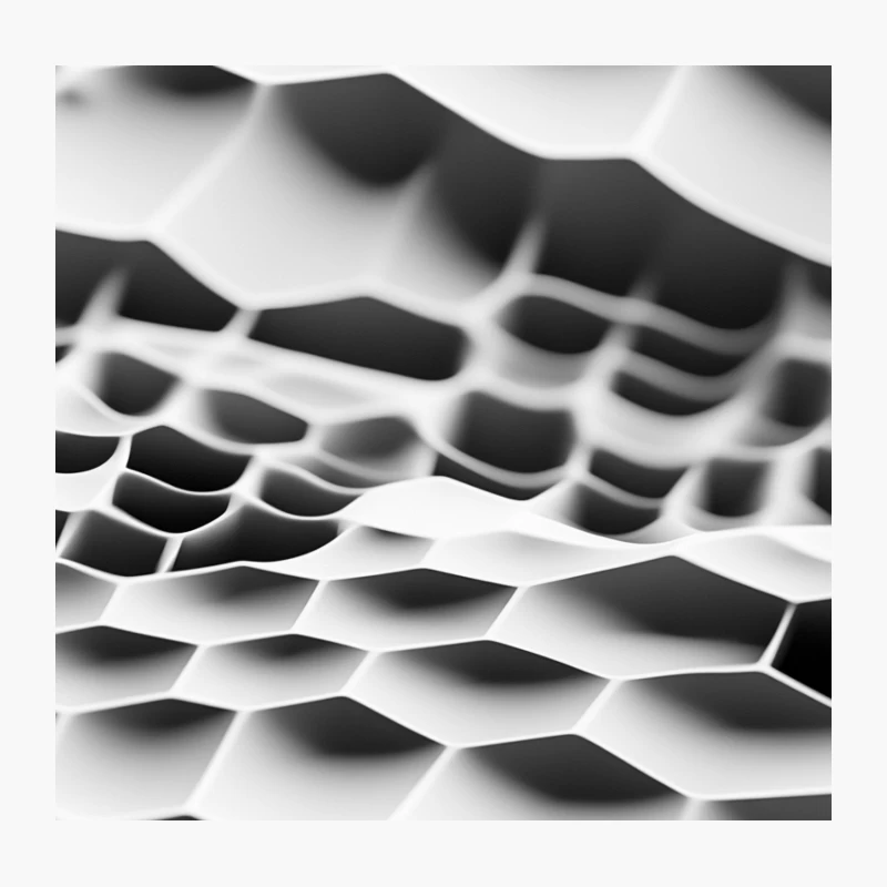 Abstract Monochrome Geometric Texture with Wavy 3D Honeycomb Pattern Throw Pillow